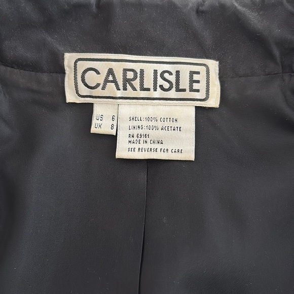 Carlisle Vintage Black & White Patterned Lined Blazer w/ Button Loops. Size 6 - Picture 8 of 12